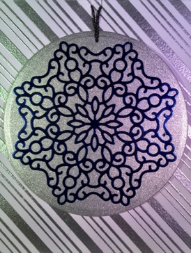 Mandala on Ornament Base
(blue foil & silver glitter)
Card